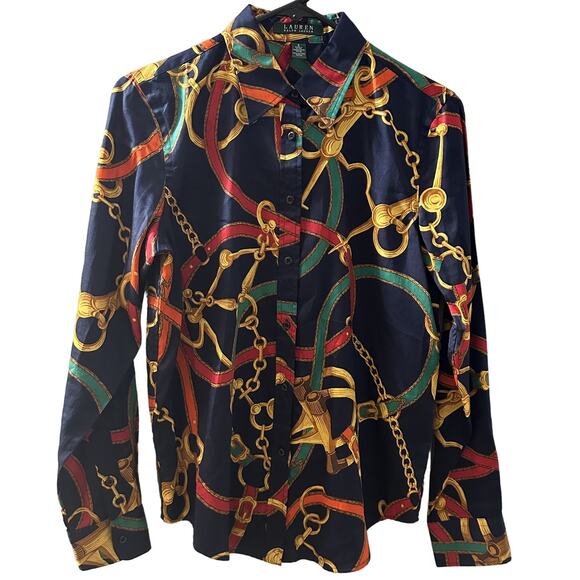 Lauren Ralph Lauren Women's Equestrian Button Front Long Sleeve Shirt Size Small - Picture 3 of 6